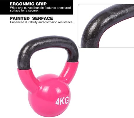 Treinamento contínuo Kettlebell da força do ferro fundido do corpo cor-de-rosa para o exercício do Gym da casa
